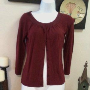 Ann Taylor Loft burgundy 3/4 sleeve cardigan - XS